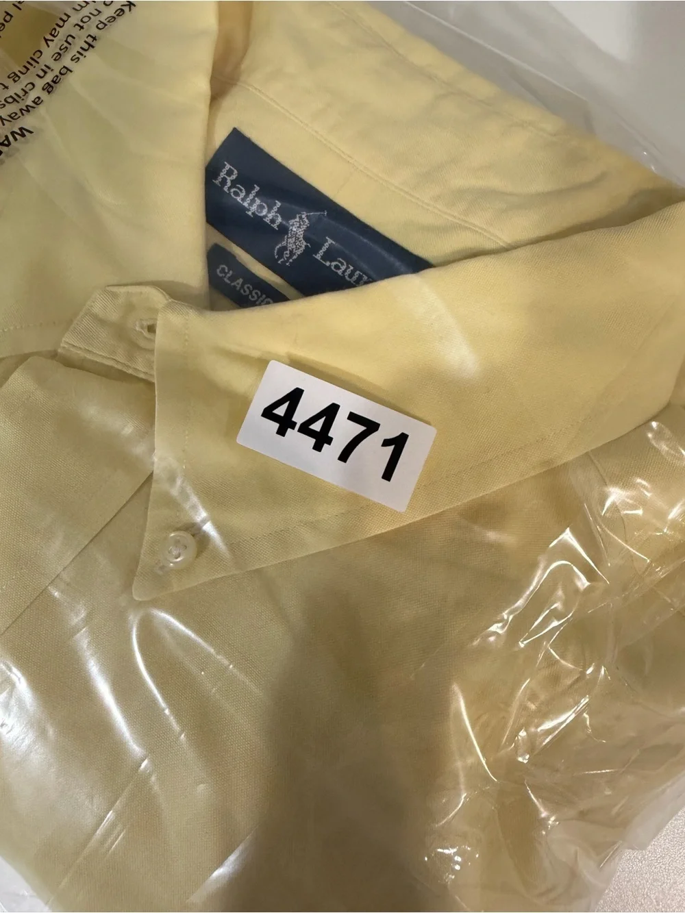 Polo  Ralph Lauren 17 32/33 Men's Classic Button-Down Shirt in Pale Yellow